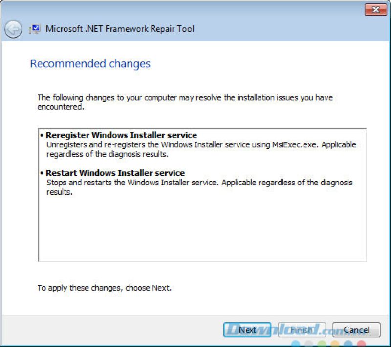 Tính năng của Microsoft .NET Framework Repair Tool