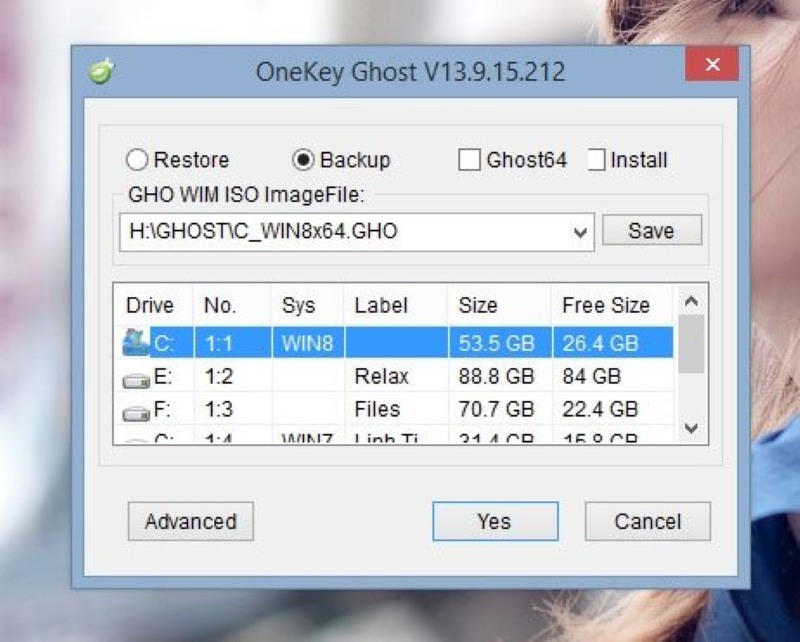 Các chức năng chính của Onekey ghost