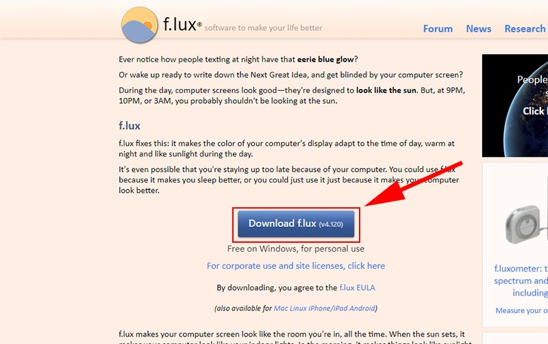 Hướng dẫn cài đặt và sử dụng F.lux
