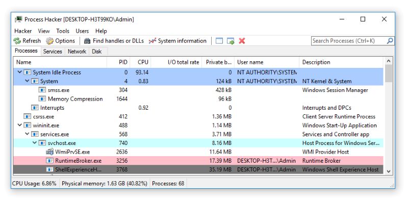 Phần mềm Process Hacker